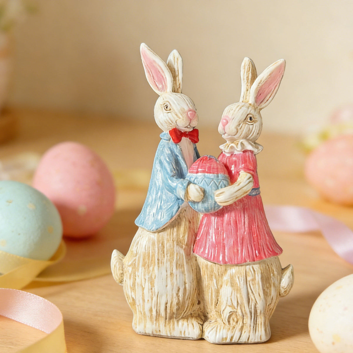 🐰 Easter Bunny Family Figurines – Rustic Resin Spring Decor 🥕✨
