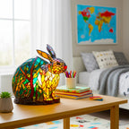 Tiffany Stained Glass Style Forest Bunny Lamp