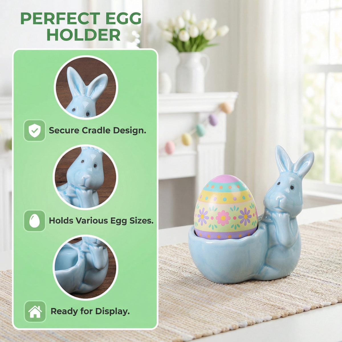 Spring Ceramic Pastel Easter Bunny Egg Holders
