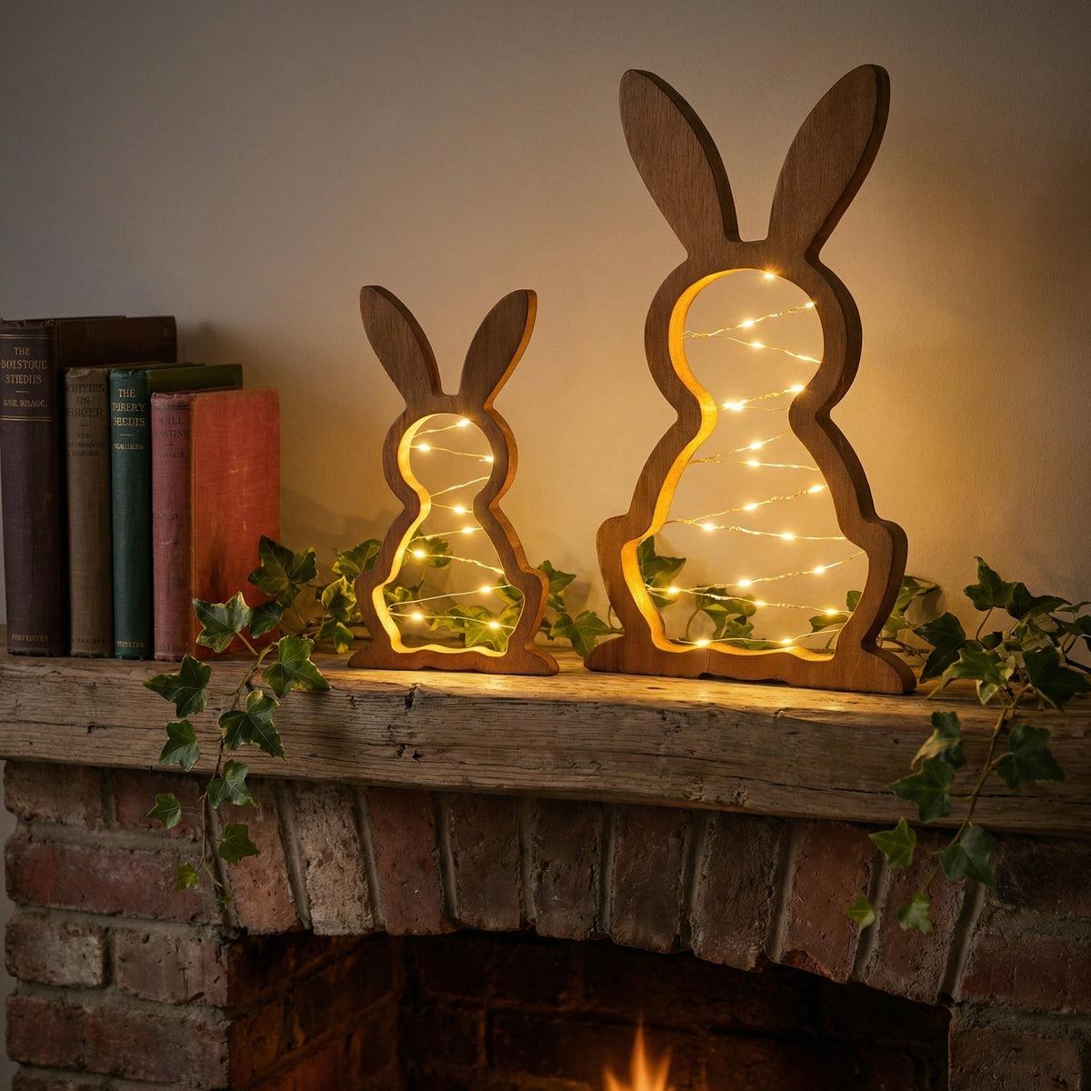 Rustic Wooden Bunny LED Tabletop Lights
