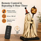 Lighted Vintage Ghost Figurine with Glowing Pumpkin Staff