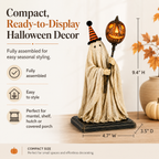 Lighted Vintage Ghost Figurine with Glowing Pumpkin Staff