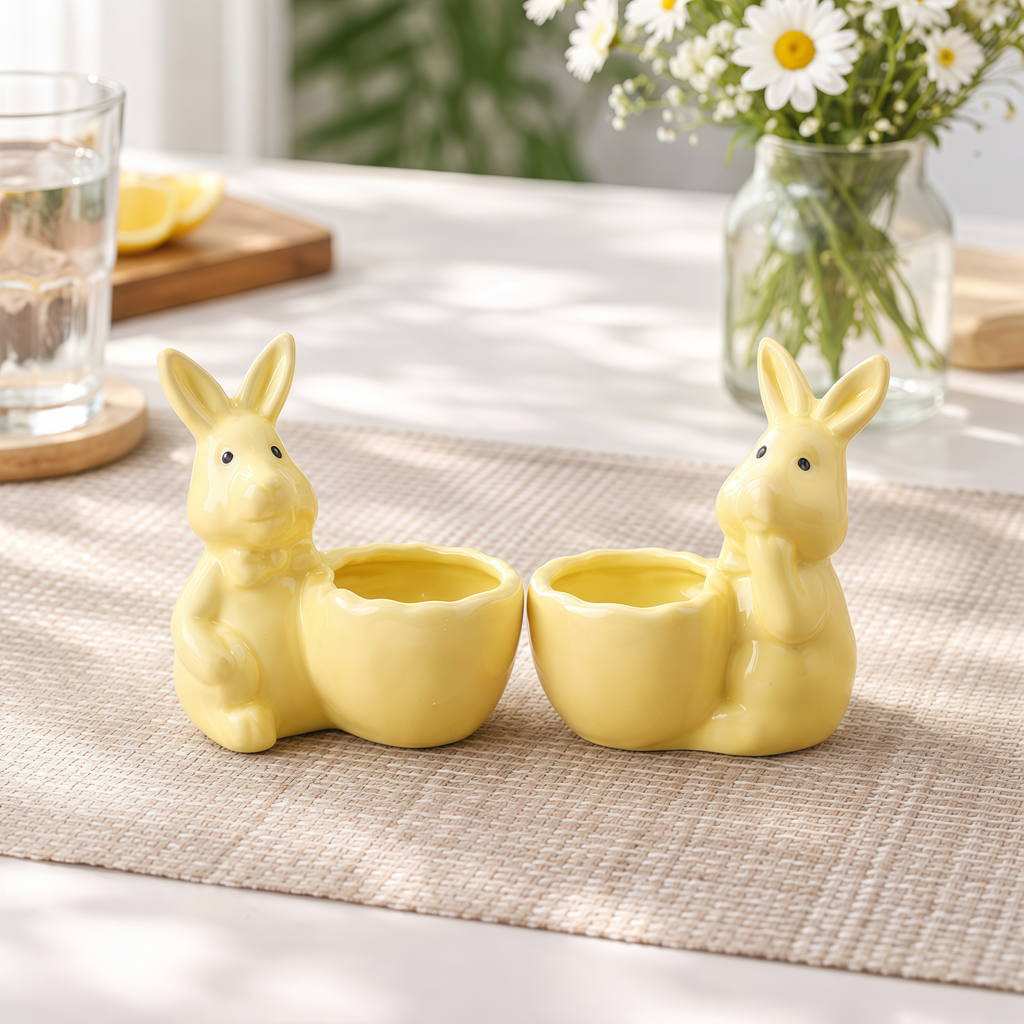 Spring Ceramic Pastel Easter Bunny Egg Holders