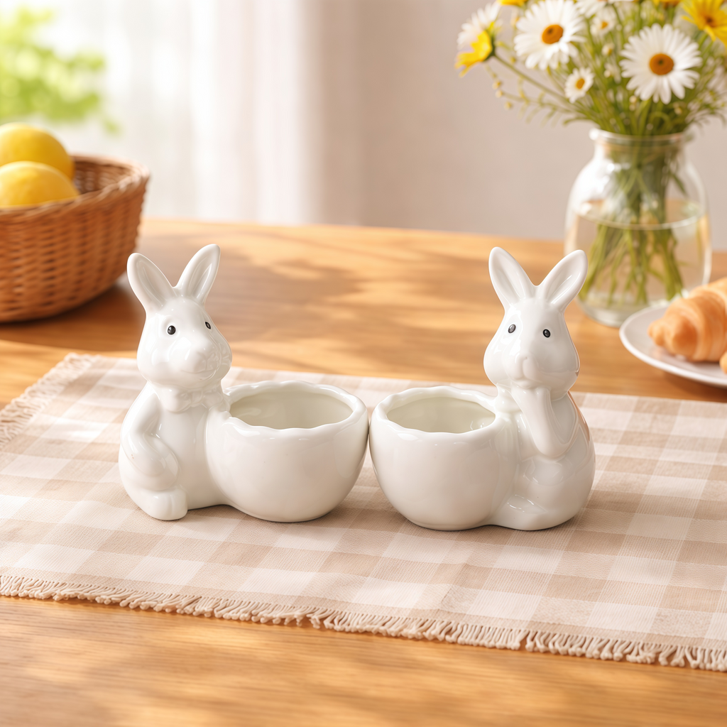 Spring Ceramic Pastel Easter Bunny Egg Holders