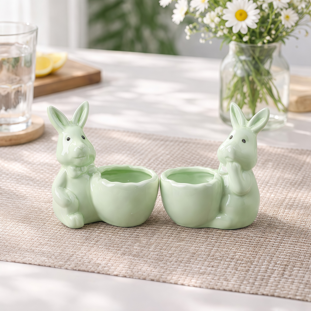 Spring Ceramic Pastel Easter Bunny Egg Holders
