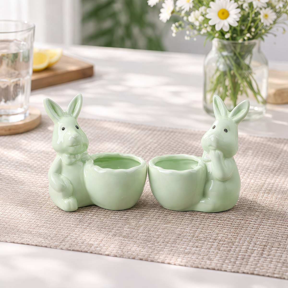 Spring Ceramic Pastel Easter Bunny Egg Holders