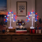 Patriotic Star LED Birch Tree Light