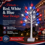 Patriotic Star LED Birch Tree Light