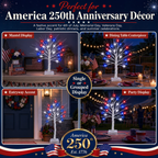 Patriotic Star LED Birch Tree Light