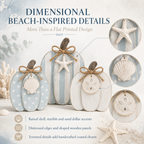 Coastal Wooden Pumpkin Tabletop Décor, Set of 3