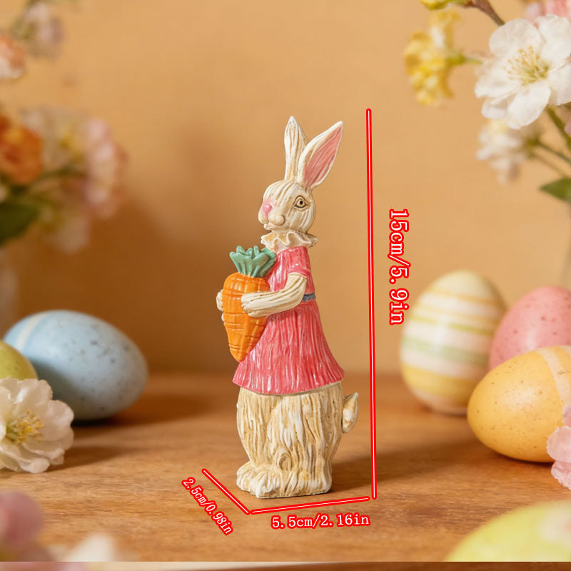 🐰 Easter Bunny Family Figurines – Rustic Resin Spring Decor 🥕✨