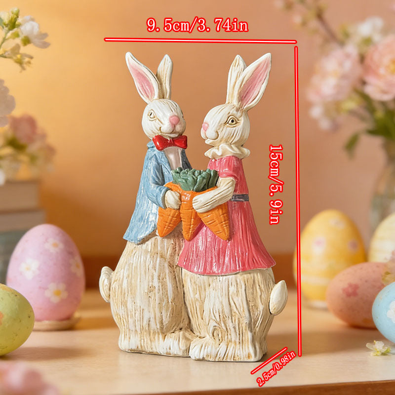 🐰 Easter Bunny Family Figurines – Rustic Resin Spring Decor 🥕✨