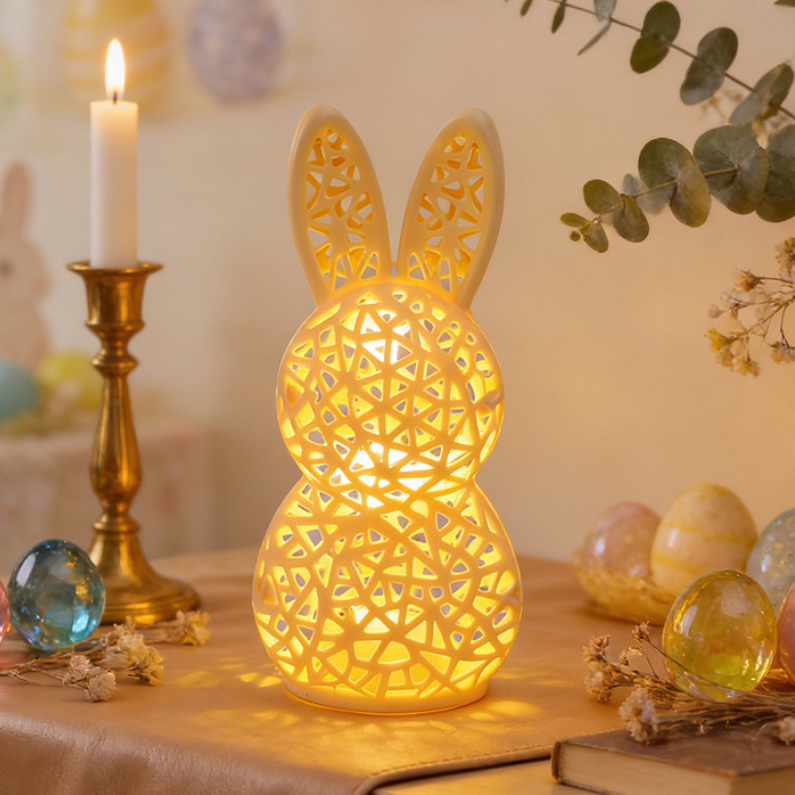 🐰 Easter Hollowed Bunny LED Light – Pastel Spring Decor 🕯️✨