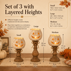 Rustic White Pumpkin Tealight Candle Holder Set of 3