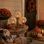 Rustic White Pumpkin Tealight Candle Holder Set of 3